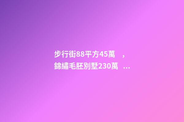 步行街88平方45萬，錦繡毛胚別墅230萬，城南自建房273平帶院165萬